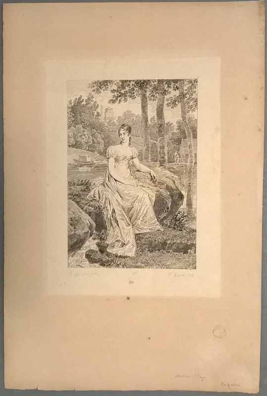 Desideria (1777-1860), drottning av Sverige och Norge, g.m. Karl XIV Johan, sittande i en park