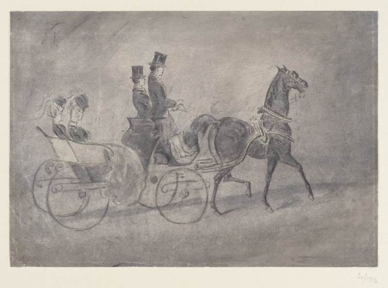 Häst och vagn med två damer