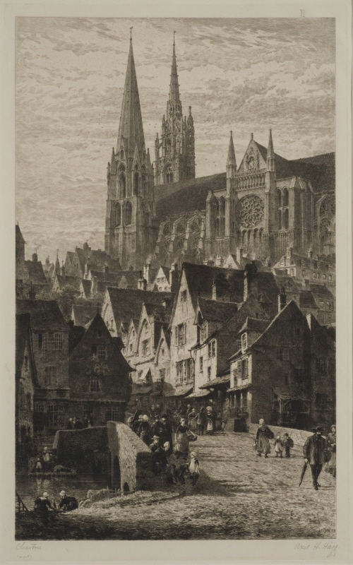Utsikt över Chartres och katedralen