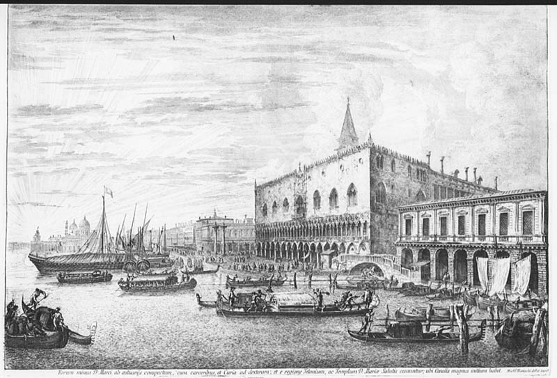 Dogepalatset med Piazettan och fängelset i Venedig