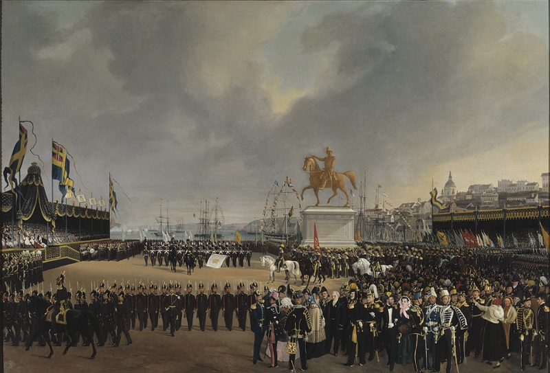 Avtäckningen av kung Carl XIV Johans ryttarstaty 1854