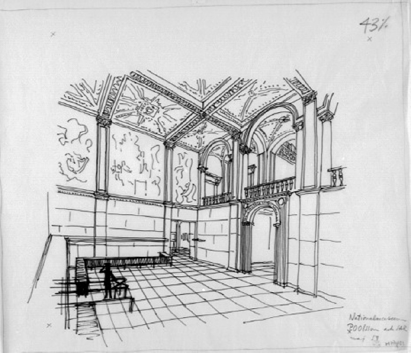 Förslag till ombyggnad av nedre trapphallen, Nationalmuseum