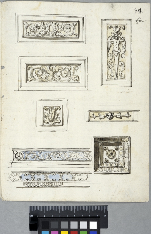 Skissbok med romerska ornamentstudier, sida 34