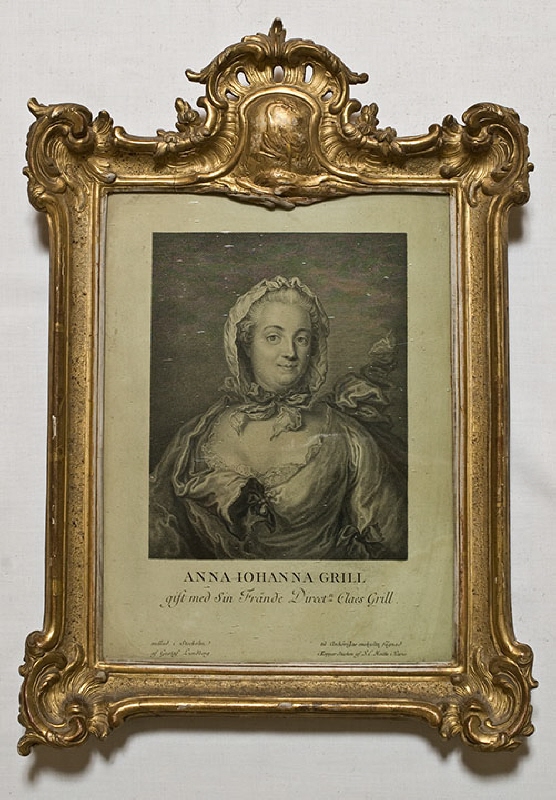 Tavelram med gravyr, Anna Johanna Grill d.ä. (Pierre Etienne Moitte, efter Gustaf Lundberg)