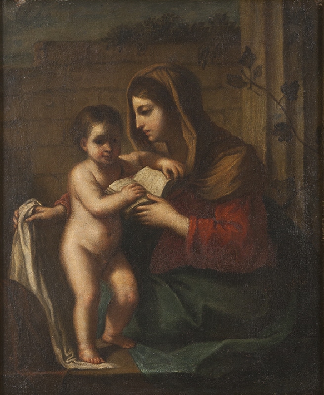 Maria lär Jesusbarnet läsa