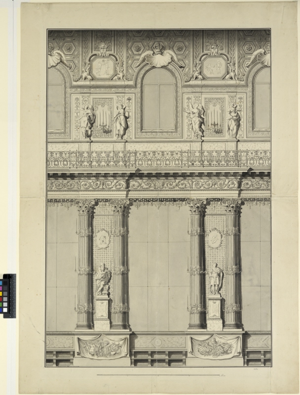 Project for a Temple of Apollo at Versailles. Wall elevation of the central salon