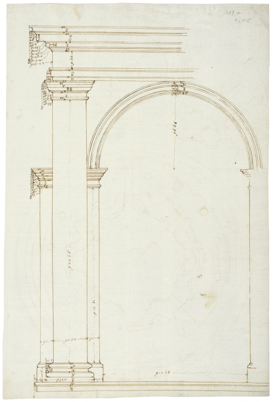 Il Tempietto i S. Pietro in Monotrio, Rom. Arkadbåge inramad av dorisk-toskansk pilasterordning