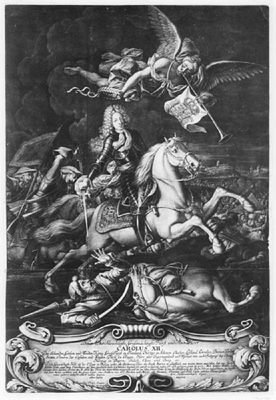 Karl XII till häst i slaget vid Narva