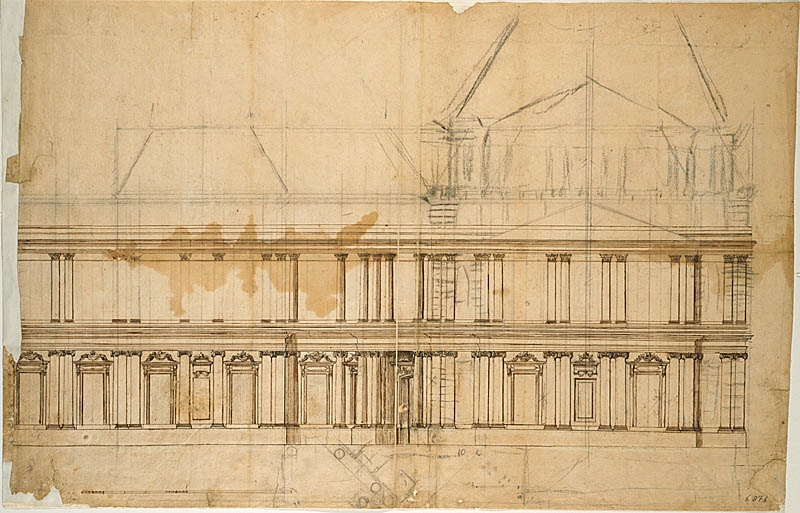 Project for the Louvre, Paris. Elevation of facade