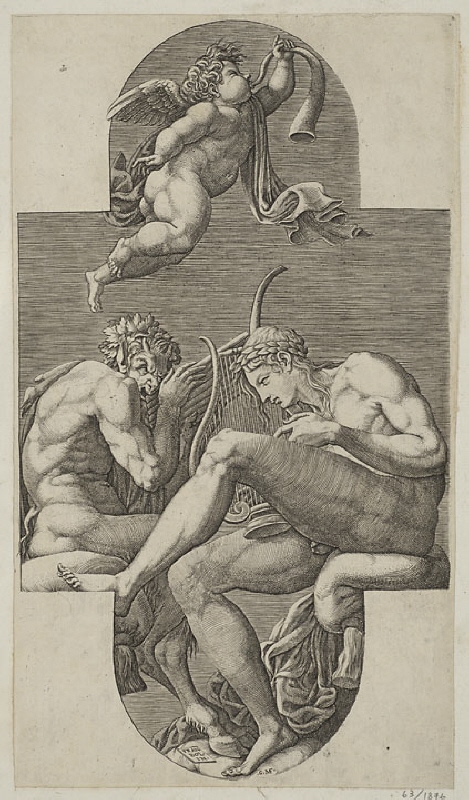 Pan, Apollon och hornblåsande putto