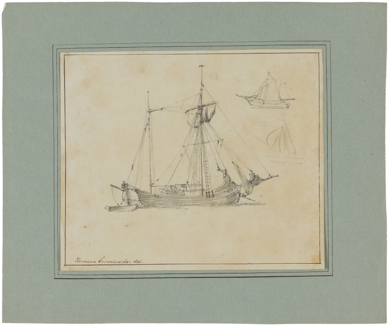 Recto: A Sailboat Verso: Studies of cows and a city landscape