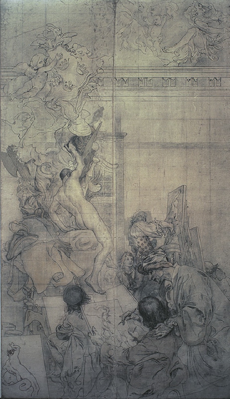 Cartoon for the Fresco in the Lower Hall of the NM. The Art Academy: Taraval's Drawing School