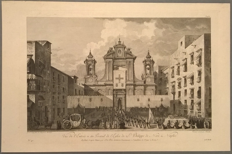 Huvudingången på San Filippo Neri kyrka i Neapel
