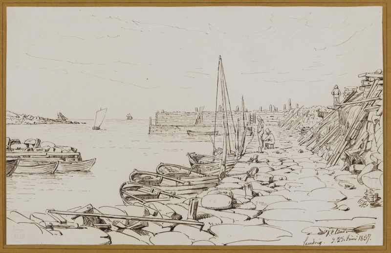 The Jetty in Sandvig’s port, BornholmVerso: Studies of cows and a city landscape