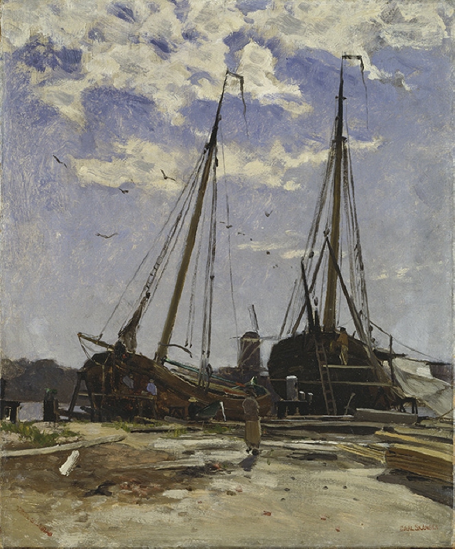 Studie till Hamnen i Dordrecht, 1880, Göteborgs konstmuseum