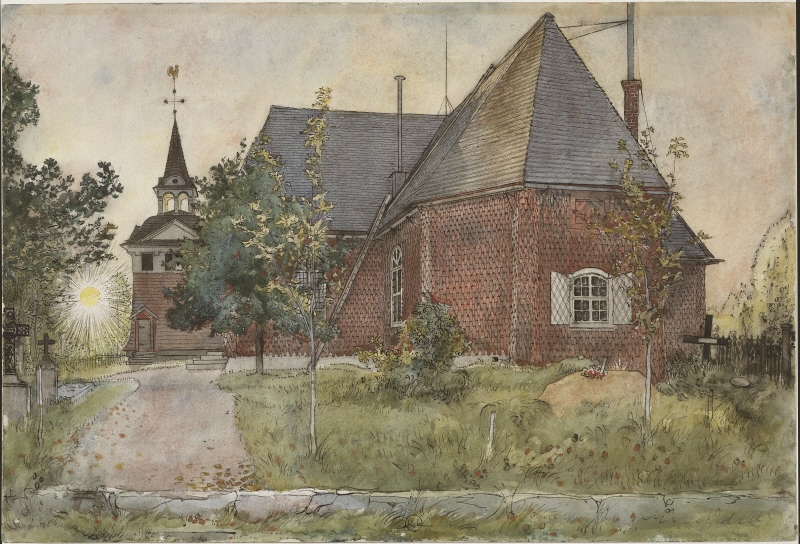 Old Sundborn Church. From A Home (26 watercolours)