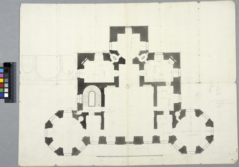 The Observatory, Paris. Uppermost floor plan and elevational sketch