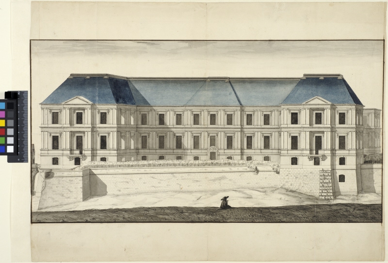 Château de Blois. Perspective drawing of the garden facade of the Orléans wing.