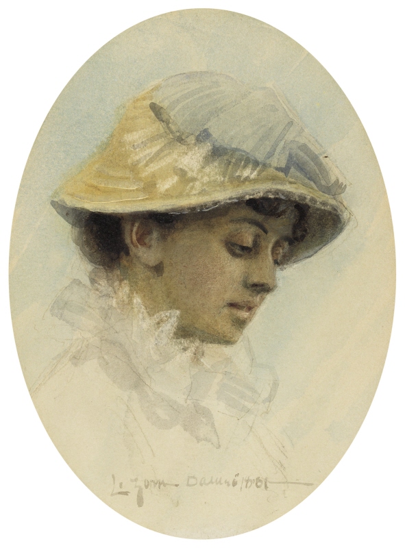 Emma Lamm with Straw Hat