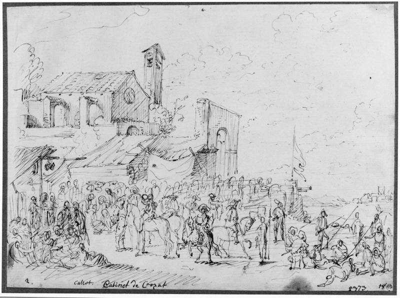A soldiers' camp by a church