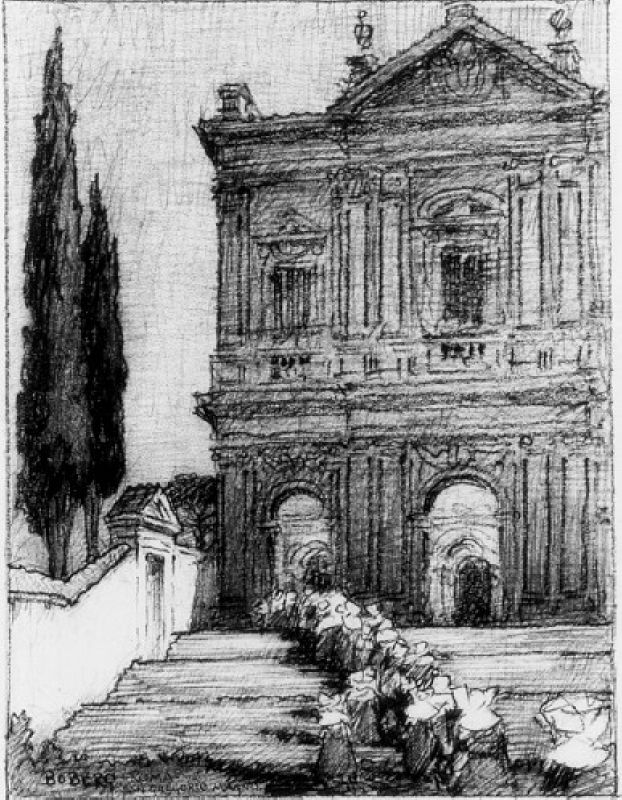 San Gregorio Magno, med nunneprocession på trappan, Rom