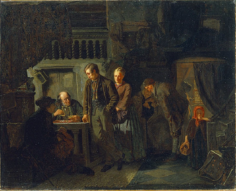 The Pawn Shop (V). Free version of a painting from 1858