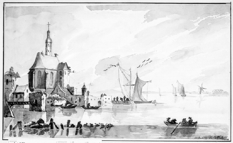 Marin med sodd- och segelbåtar