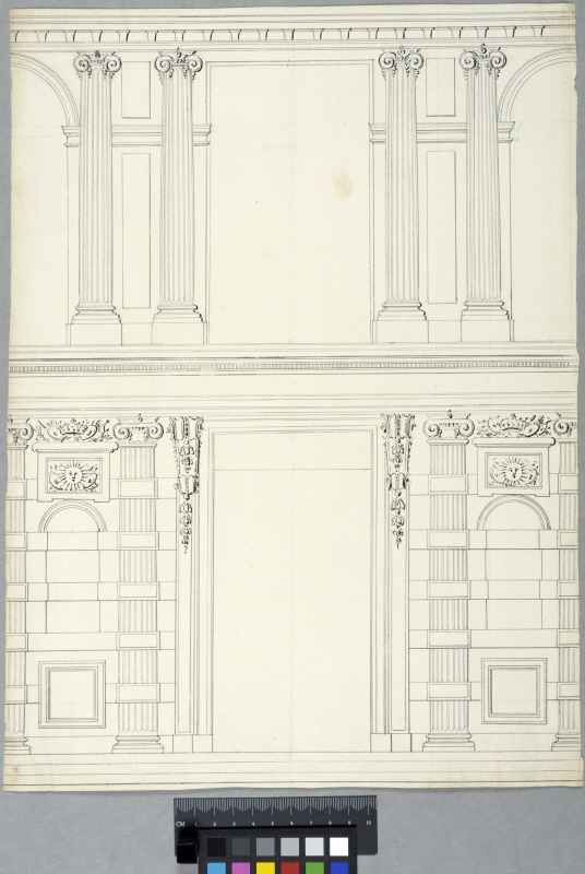 The Tuileries, Paris. Design for court elevation of the portal section of the central pavilion