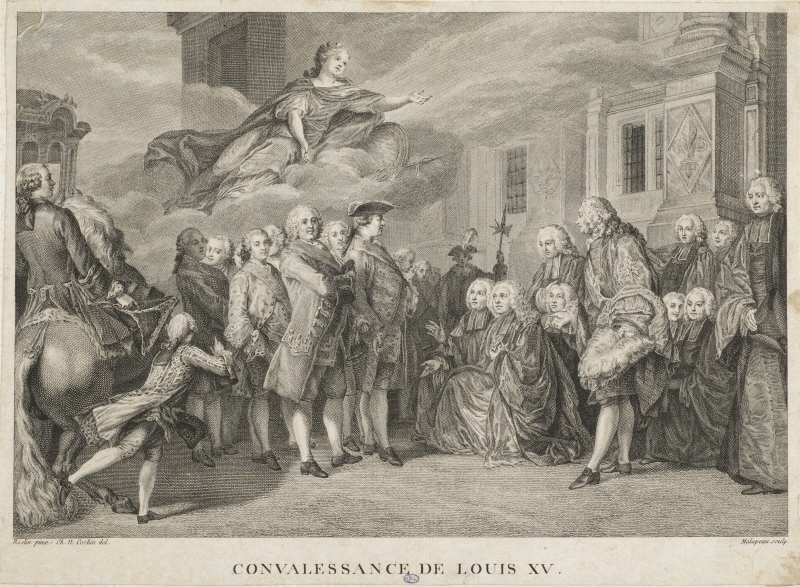 Konung Ludvig XV återvänder till Paris efter konvalescens i Metz