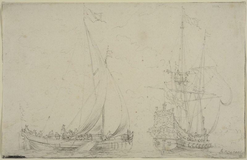 A Warship and a Dutch Fishing Boat