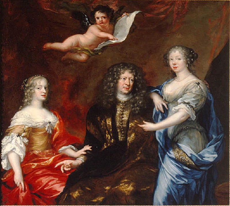 Bengt horn af Åminne (1623-1678) med sina två fruar Margaretha Sparre och Ingeborg Banér 1675