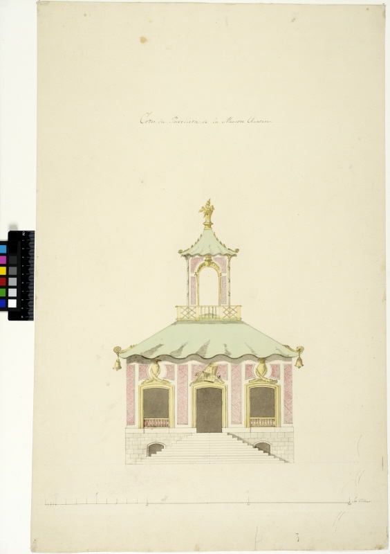 Proposal for a Pavilion (the Confidence) for the Chinese Pavilion at Drottningholm. Elevation of the facade towards the Chinese pavilion