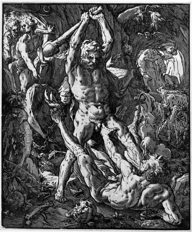 Herkules dödar jätten Cacus