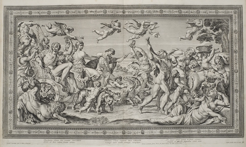 Fresk, detalj av plafond, Bacchus triumf, Galleria Farnese, Rom,  blad nr 12