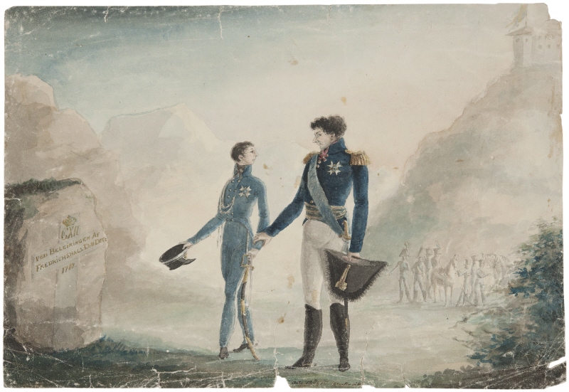 Per Otto Adelborg och kronprins Carl Johan vid Fredrikshall 1814.