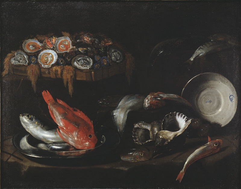 Still life with fish and oysters