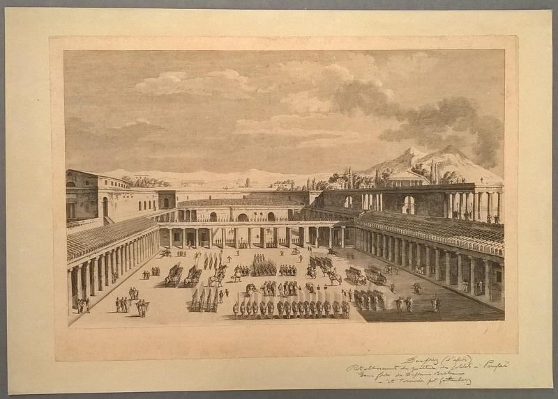Rekonstruktion av soldaternas kvarter i Pompeji