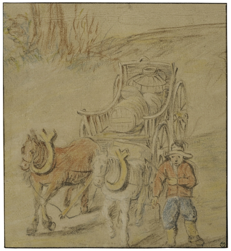 Two Horses Pulling a Wagon