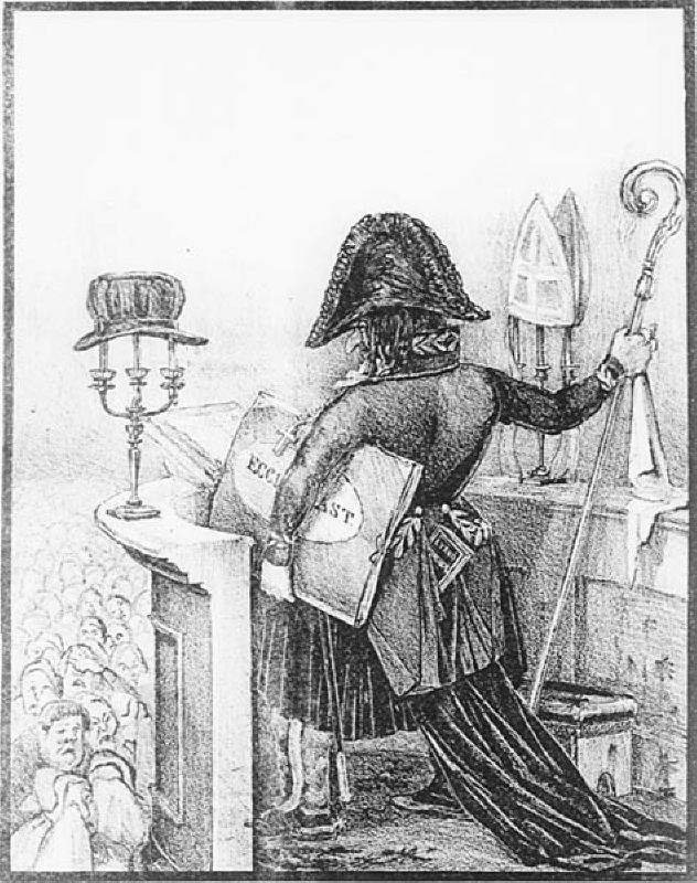 Karikatyr av Karl XIV Johan. Avskedspredikan