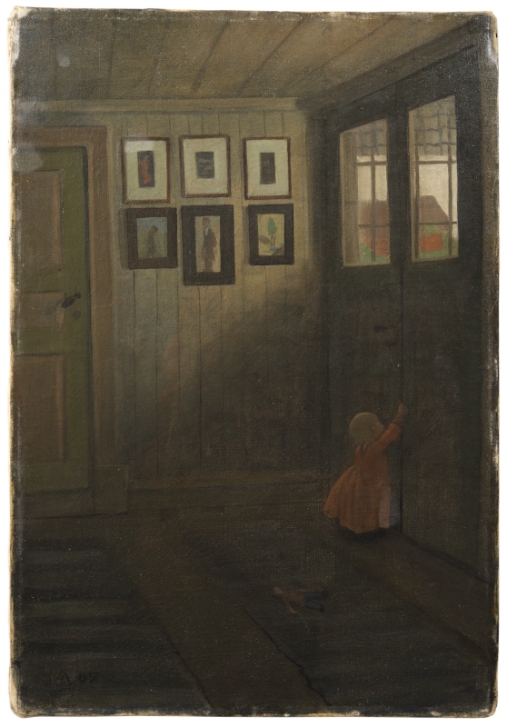 The Girl at the Door. Interior of the Artist's home
