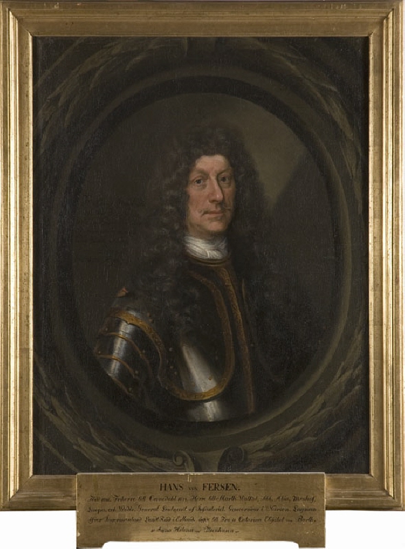 Hans von Fersen, 1625-1683, friherre, generallöjtnant, guvernör, gift med 1. Catharina Elisabet Burth, 2. friherrinnan Anna Magdalena von Tiesenhausen