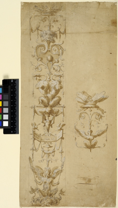 Wall or Pilaster Decoration with Strictly Symmetrically Arranged Grotesques