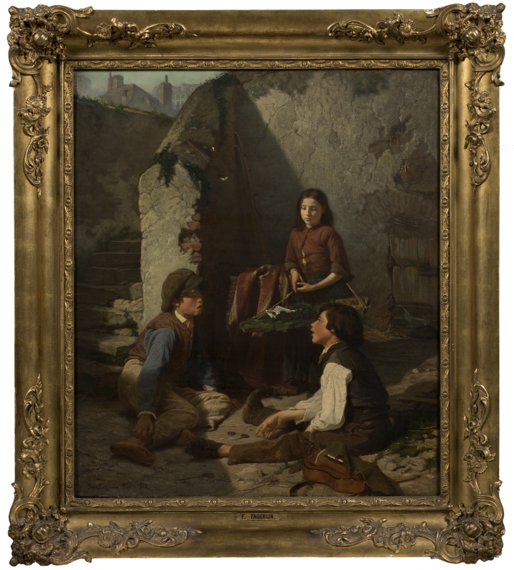 Two Savojard Boys Playing and a Girl Selling Violets