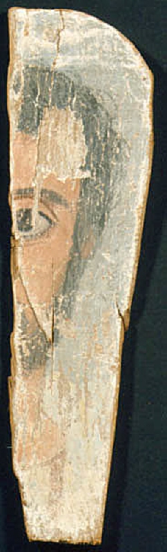 Fragment av mumieporträtt från Faijum. Medelålders man med skägg