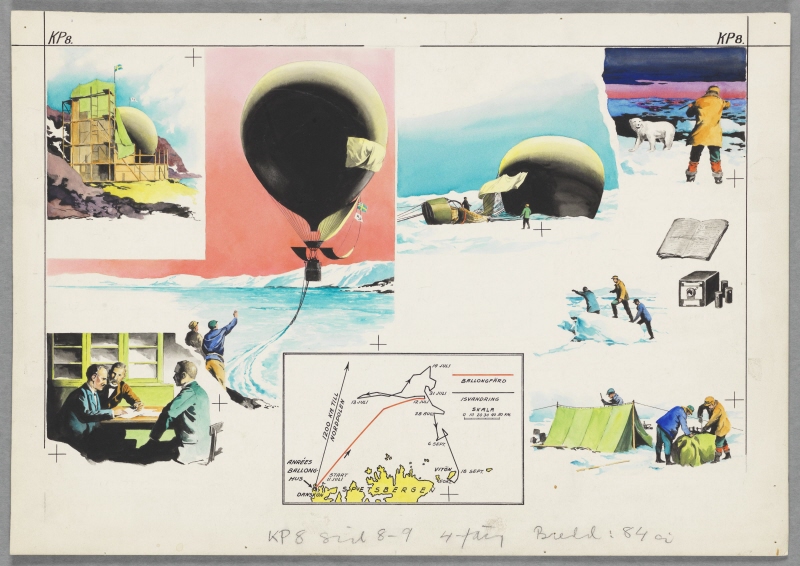“Aboard the Eagle to the Pole”, Salomon August Andrée, Kamratposten, no. 8, 1959