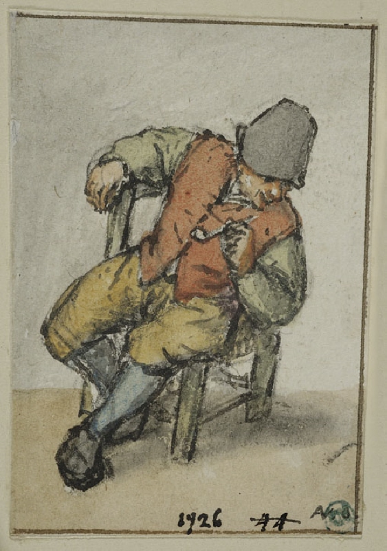 Seated Peasant, Turning Sideways, a Pipe in his Left Hand
