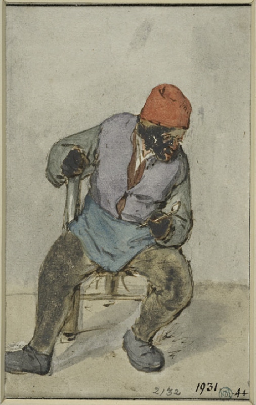 Seated Man with a Pipe, Bent Forward
