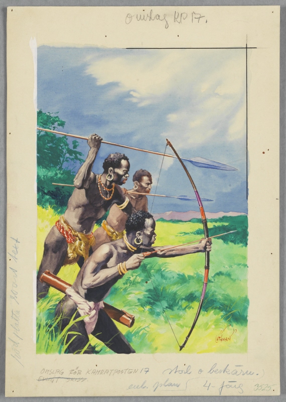 “What do the Natives Hunt?”, “In Darkest Africa”, cover to Kamratposten, no. 17, 1956