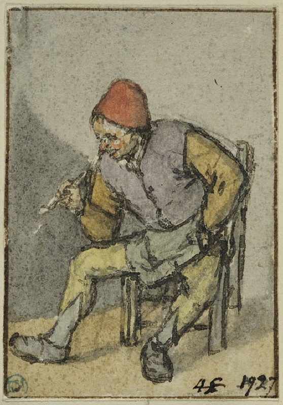 Seated Peasant, Bending Forwards, a Pipe in his Right Hand